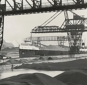 Steamer Marlhill Unloading Taconite at Inland Steel Works, Indiana Harbor, East Chicago, Indiana