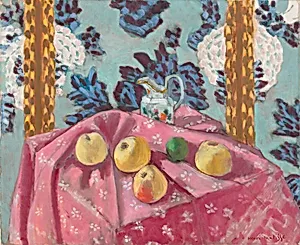 Still Life with Apples on a Pink Tablecloth