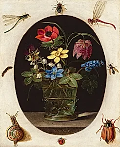 Still Life with Flowers Surrounded by Insects and a Snail