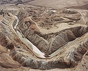 Strip Mine, Spoil Piles, and Intersected Water Table