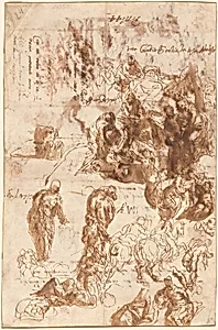 Studies for Judith and Holofernes, David and Goliath, The Finding of Moses, and Others [recto]