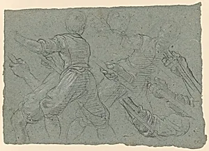 Studies of a Youth Pulling Ropes (recto); Faint Study of a Youth Pulling a Rope (verso)