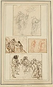 Studies of an Apostle Guided by an Angel and the Adoration of the Shepherds