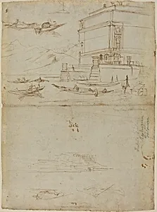 Studies of Lago Maggiore and and the Entrance to a Palazzo