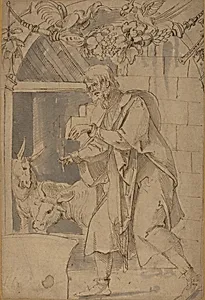 Study for One of Two Stained Glass Paintings Representing the Nativity