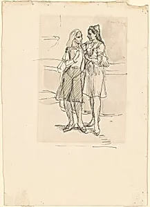Study for "Two Girls Outdoors" [recto]