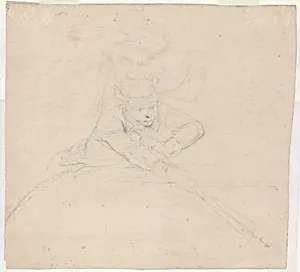 Study of Half-Length Figure with Pole [verso]