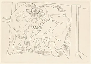 Taureau et cheval dans l'arène (Bull and Horse in the Arena)