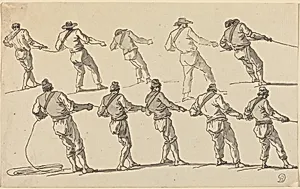 Ten Men Pulling on Ropes
