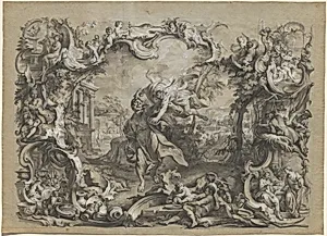 The Angel Carrying off Habakkuk by His Hair, Surrounded by an Elaborate Rococo Frame