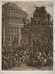 The Body of Hadrian Laying in State next to His Mausoleum