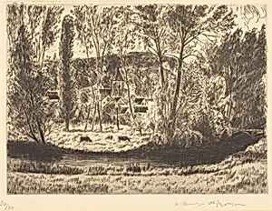 The Church at Villiers through the Trees (L'Eglise de Villiers dans les arbres) by André Dunoyer de Segonzac