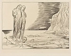 The Circle of the Traitors; Dante's Foot Striking Bocca degli Abbate by William Blake