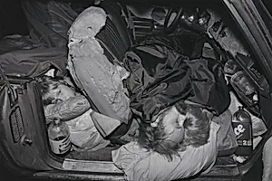 The Damm family living in their car, Los Angeles