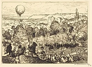 The Falling Balloon, in Pre-Saint-Gervais (Lebaloon qui tombe, au Pre-Saint-Gervais)