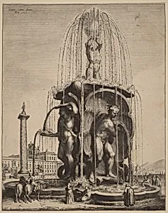 The Fountain and the Column of Trajan in Rome