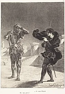 The Ghost on the Terrace (Act I, Scene V) by Eugène Delacroix