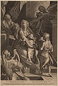 The Holy Family and Two Angels