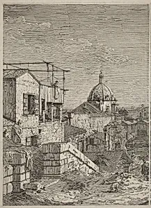 The House with the Inscription [left] by Canaletto