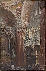 The Interior of the Jacobskirche at Innsbruck by Adolph Menzel