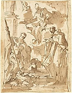 The Madonna and Child in Glory with Saint Theodore and a Monastic Saint