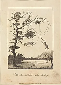 The Mecoo & Kisbee Kishee Monkeys by William Blake after John Gabriel Stedman
