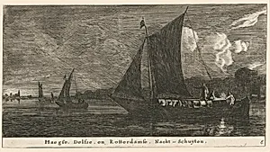 The Night-Boats to The Hague, Delft, and Amsterdam by Reinier Nooms, called Zeeman