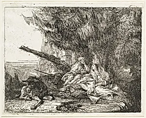 The Rest on the Flight, with Holy Family under a Tree by Giovanni Domenico Tiepolo