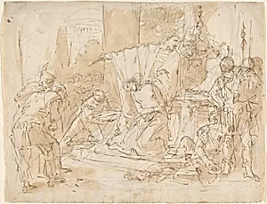 The Sacrifice of Iphigenia (recto) / Study of a Male Nude (verso) by Giovanni Battista Tiepolo