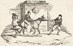 Three Children Playing with a Donkey (Trois enfants jouant avec un ane)