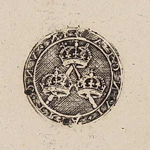 Three Crowns Supported by Two Sceptres [left half]