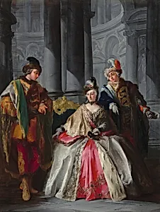 Three Figures Dressed for a Masquerade