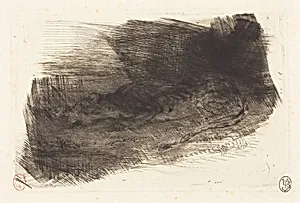 Tiger Sleeping at the Entrance to its Lair (Tigre couché à l'entrée de son antre) by Eugène Delacroix