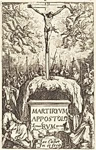 Title Page for "The Martyrdoms of the Apostles" by Jacques Callot