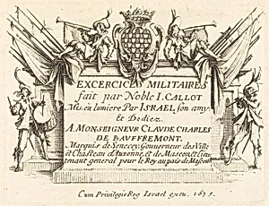 Title Page for "The Military Exercises" by Jacques Callot