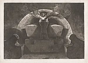 Tomb with Death Standing by Louis-Jean Desprez