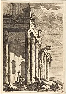 Travelers beside a Ruined Portico