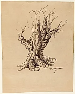 Tree into Double Hand (Study for Hide-and-Seek)