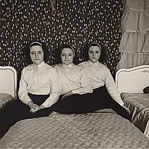Triplets in their bedroom, N.J. 1963