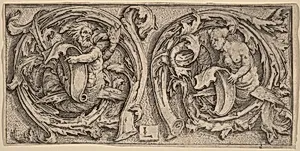 Triton and Siren in Tendrils by Lucas van Leyden