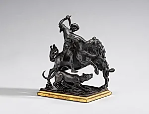 Turk on Horseback  Attacked by a Lion