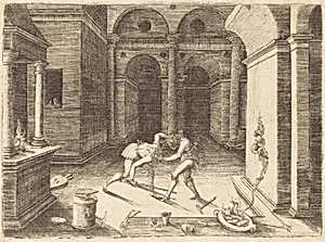 Two Apprentices Fighting