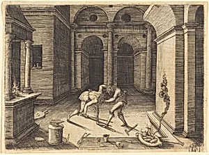 Two Apprentices Fighting