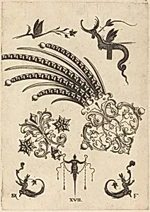 Two Brooches with Dragon and Insects at Top and Human Beings with Snake-like Tails atBottom