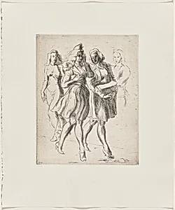 Two Girls Walking to Right