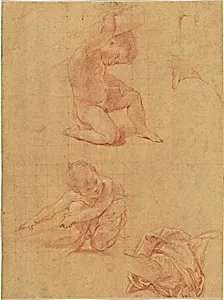 Two Nude Children Lifting a Cudgel