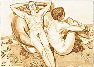 Two Nudes with Flowered Rug