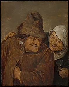 Two Peasants with a Glass of Wine