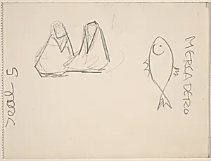 Two Seated Figures and Fish