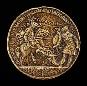 Two Soldiers Fighting with a Horseman